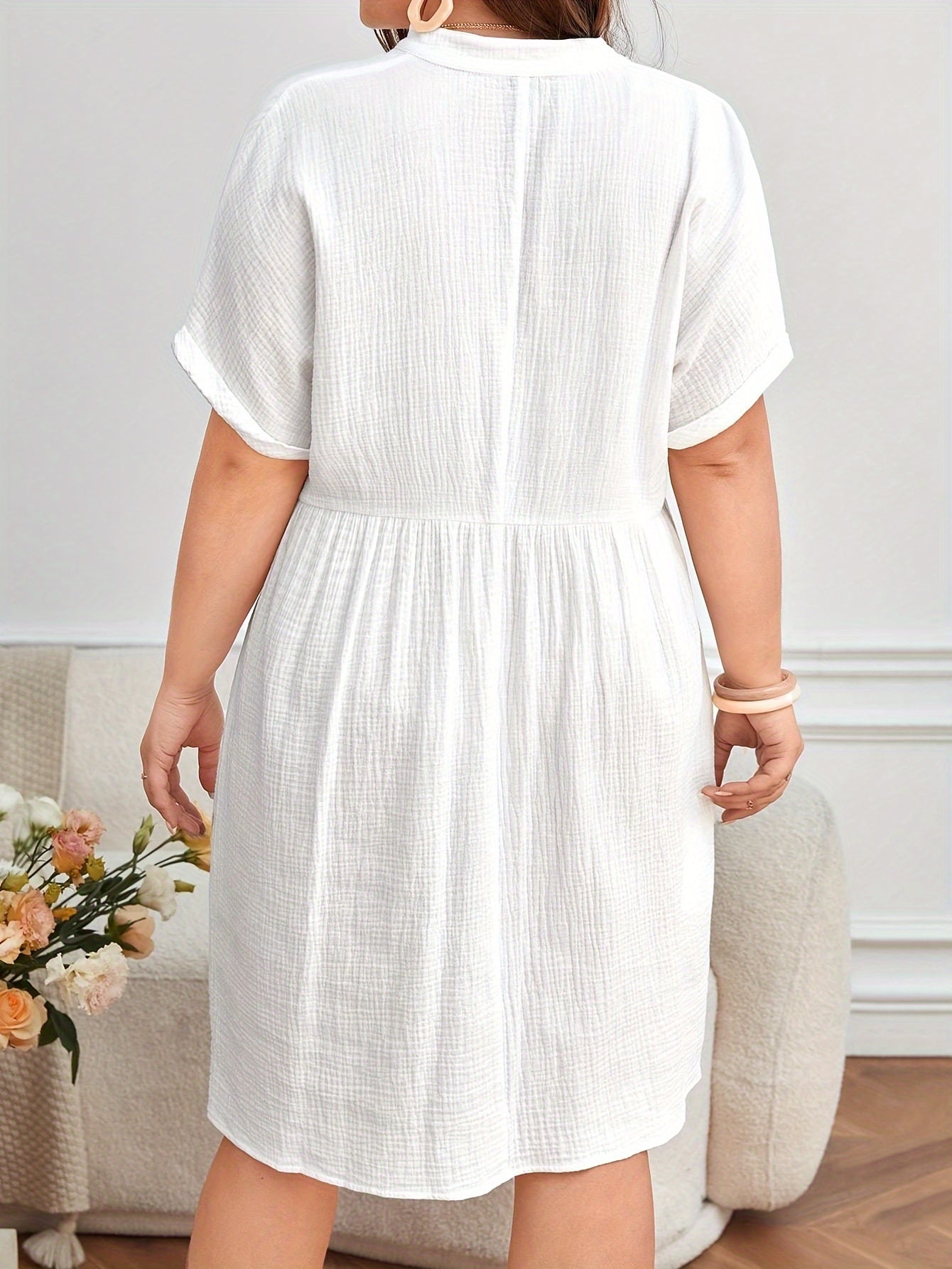 ZD8033-Ladies' Fashionable Elegant Plus Size Shirt Dress