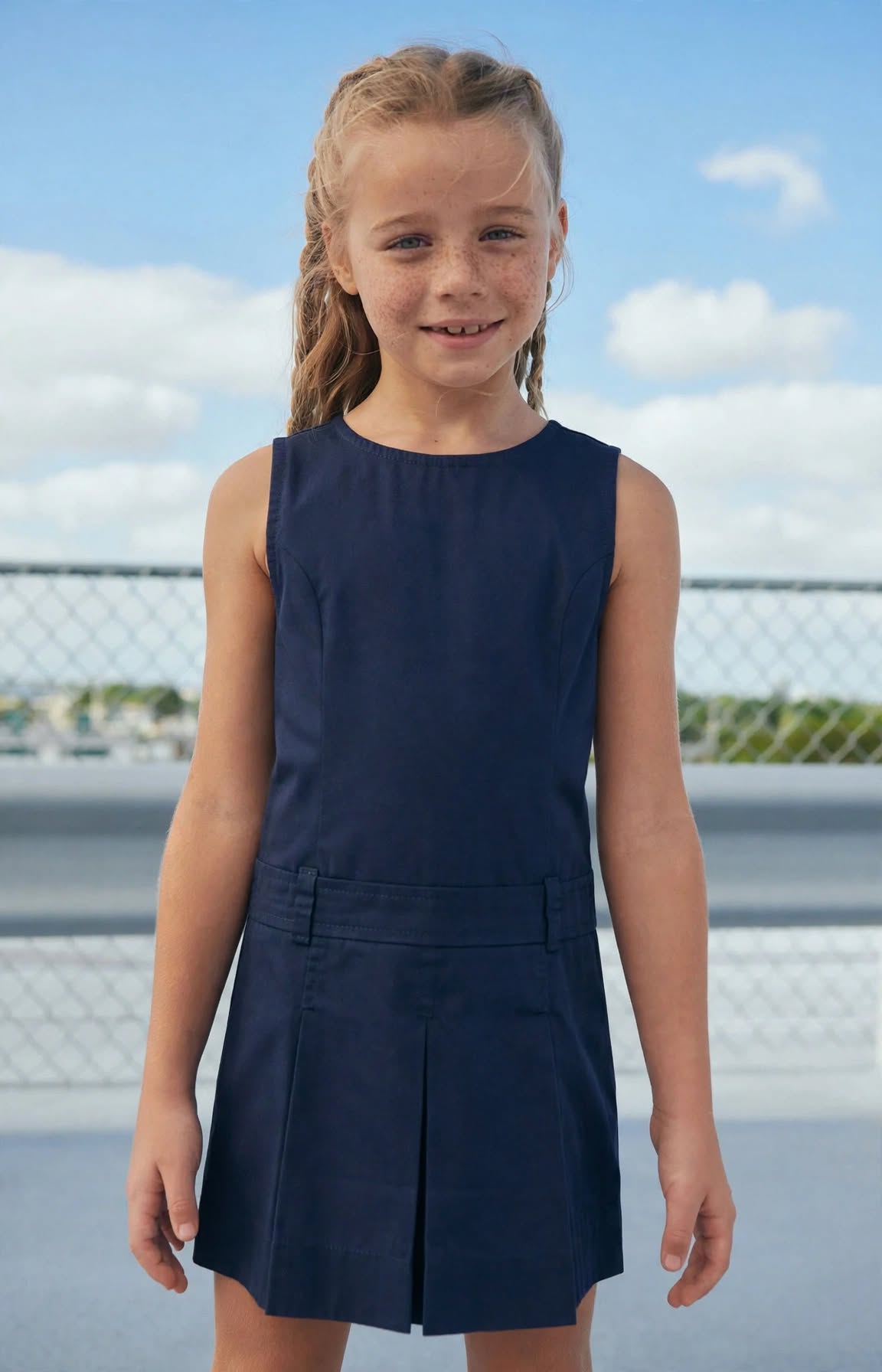 Elegant Sleeveless Pleated A-Line Dress with Belt Detail | MH Size (6-16Years)