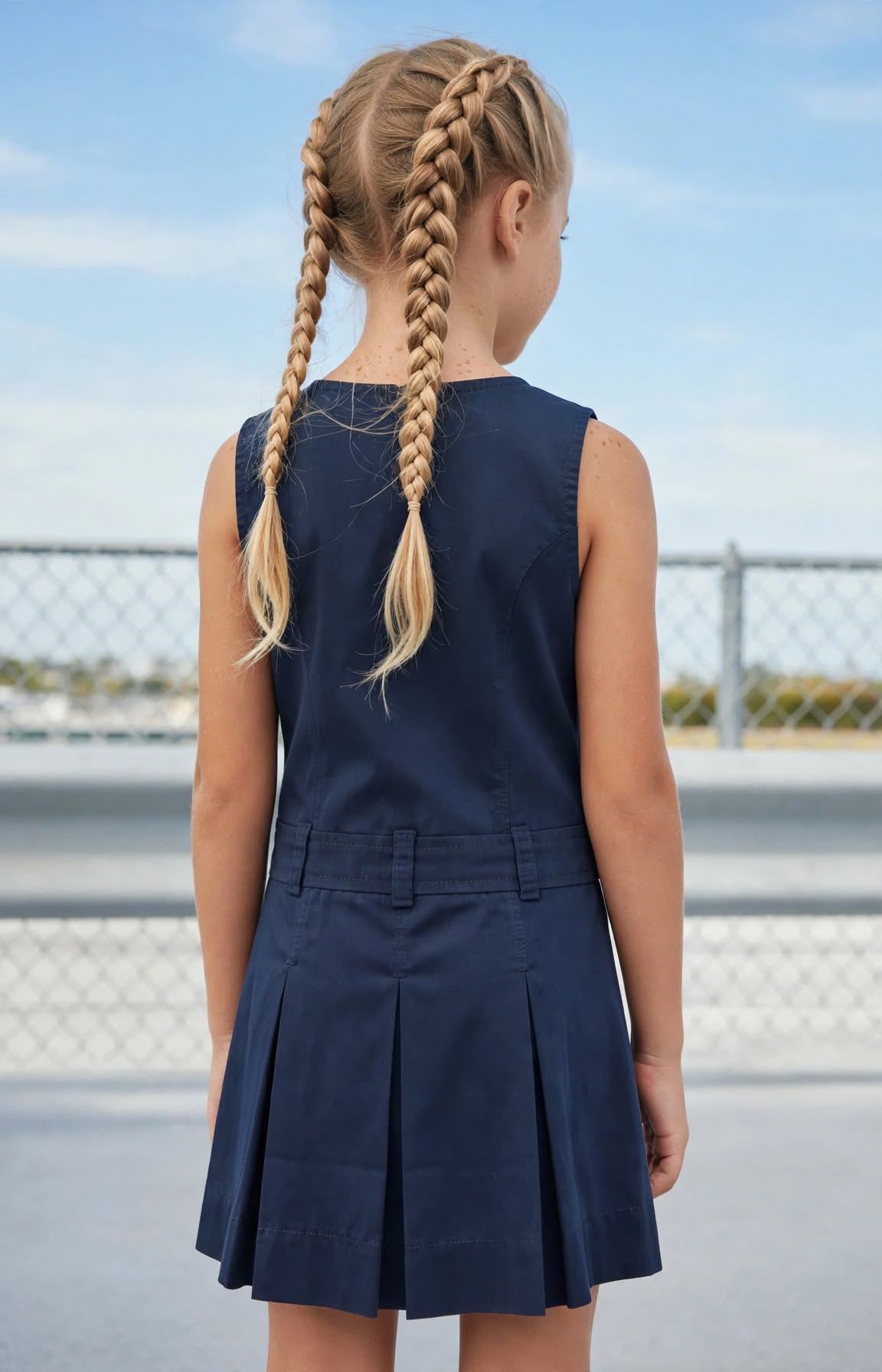 Elegant Sleeveless Pleated A-Line Dress with Belt Detail | MH Size (6-16Years)