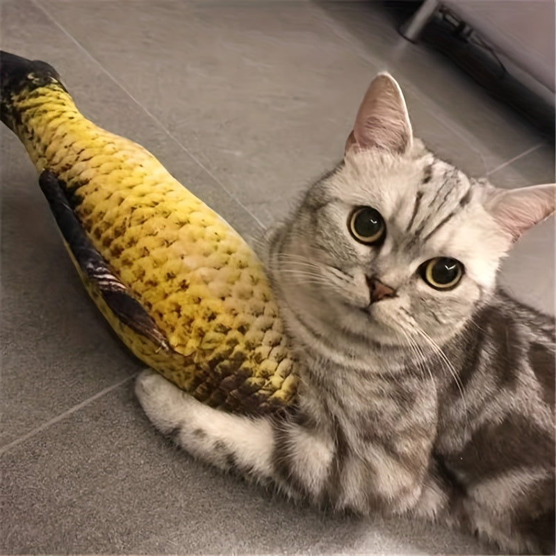 1pc Fish Shape Cat Toy For Cats Plush Stuffed Puppy Toy 3D Soft Plush Fish Cat Chewing Toys Durable And Professional Kitten Teasing Toys For Halloween Christmas Birthday Gift Pets Accessories