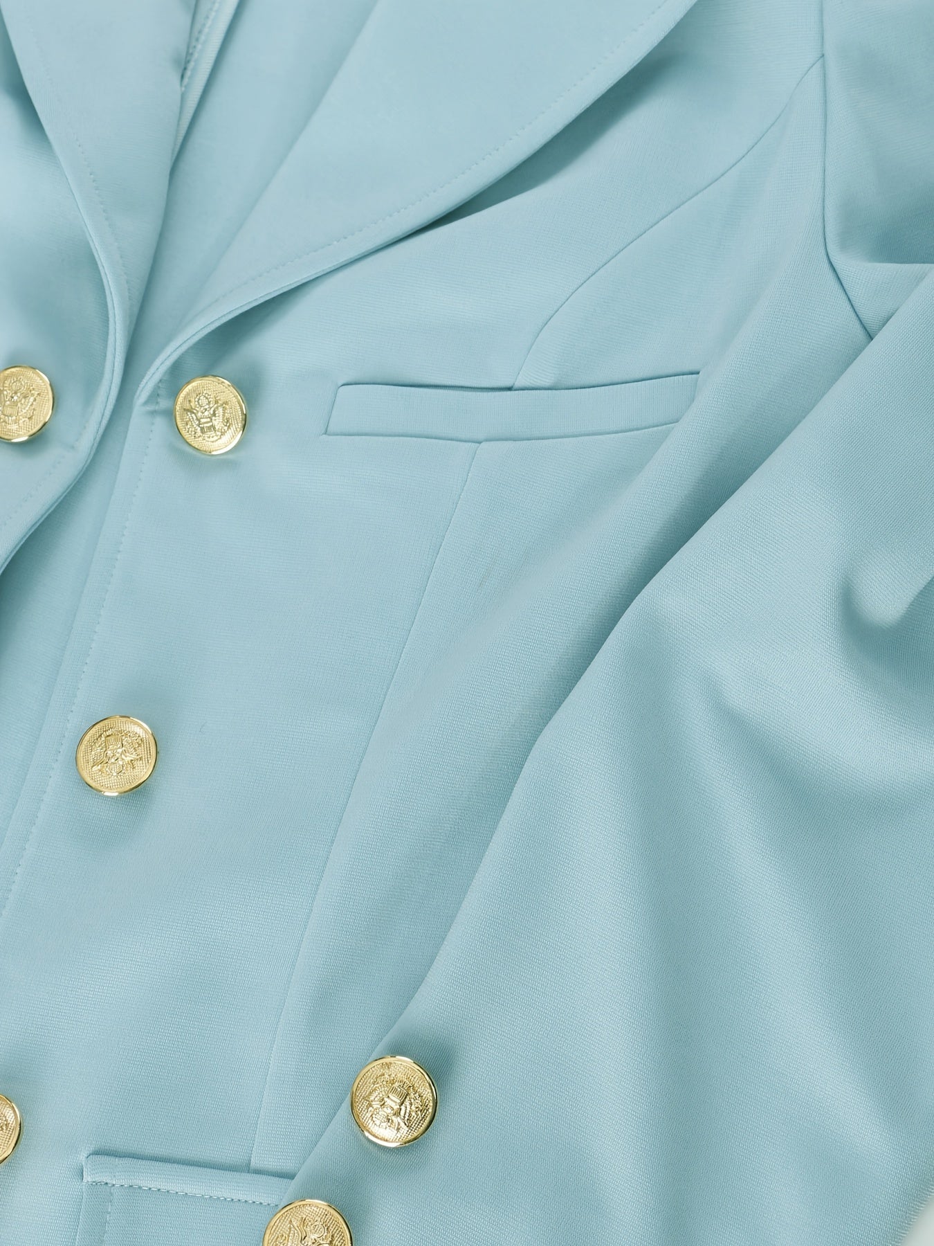 Elegant Solid Color Pants Suit, Double-breasted Long Sleeve.