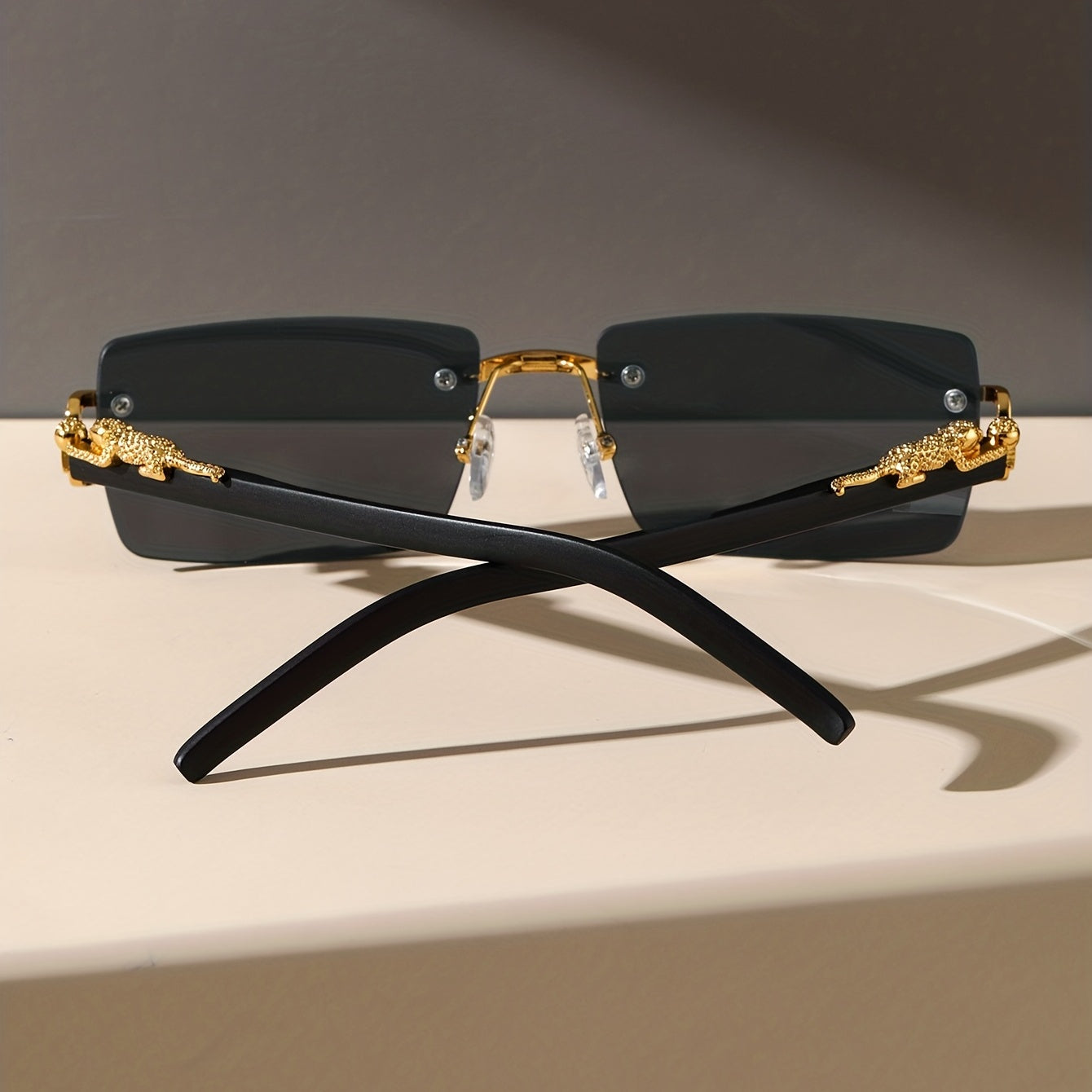 Cheetah Leopard Rectangle For Women Men Rimless Animal Charm