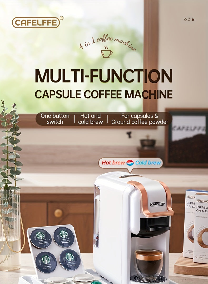 1pc Coffee Maker For Single Pods CAFELFFE 4 In 1 Coffee Machine Hot/Cold Dolce Gusto Milk Nespresso Capsule ESE Pod Ground Coffee Cafeteria 19Bar Teacher's Day Halloween Christmas Wedding Birthday Valentines Day Gift Coffee T