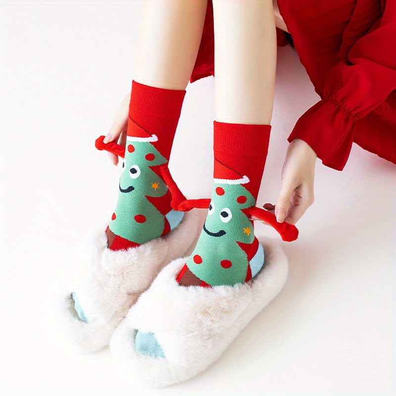 Cozy Magnetic Hand-Holding Christmas Socks for Couples - /MH