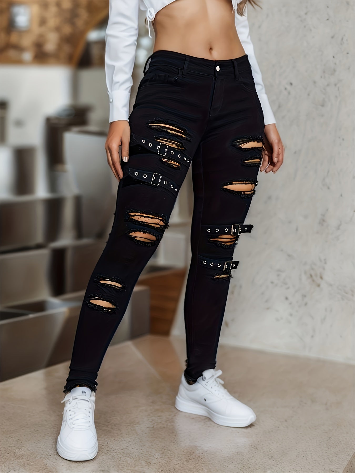 Women'S High-Waisted Stretch Denim Jeans ./MH