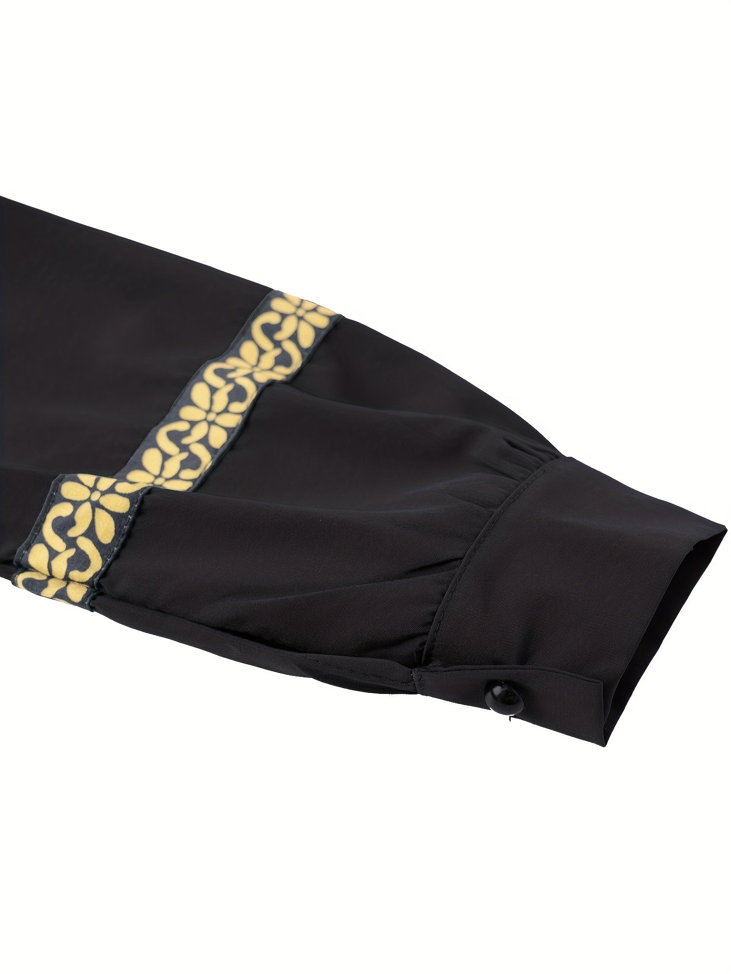 Contrast Trim Kaftan, Elegant Long Sleeve Maxi Length Dress, /MH