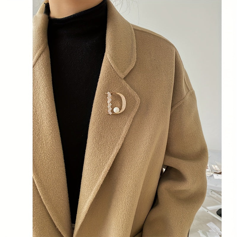 Brooch Pin Faux Pearl Inlaid Lapel Pin For Women Dress Sweater.
