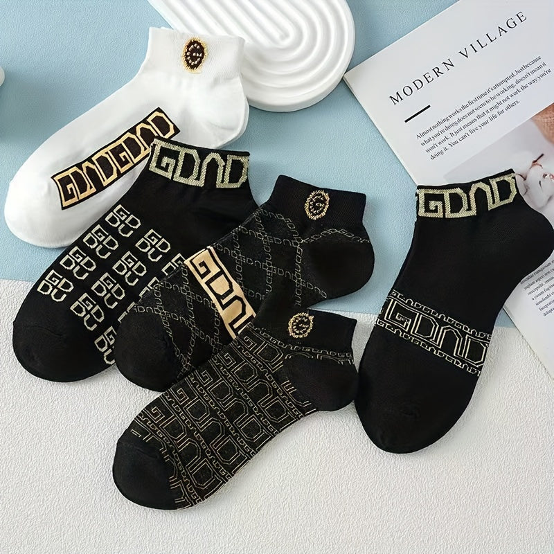 5 Pairs Unisex Letter Graphic Socks, Women's. /MH
