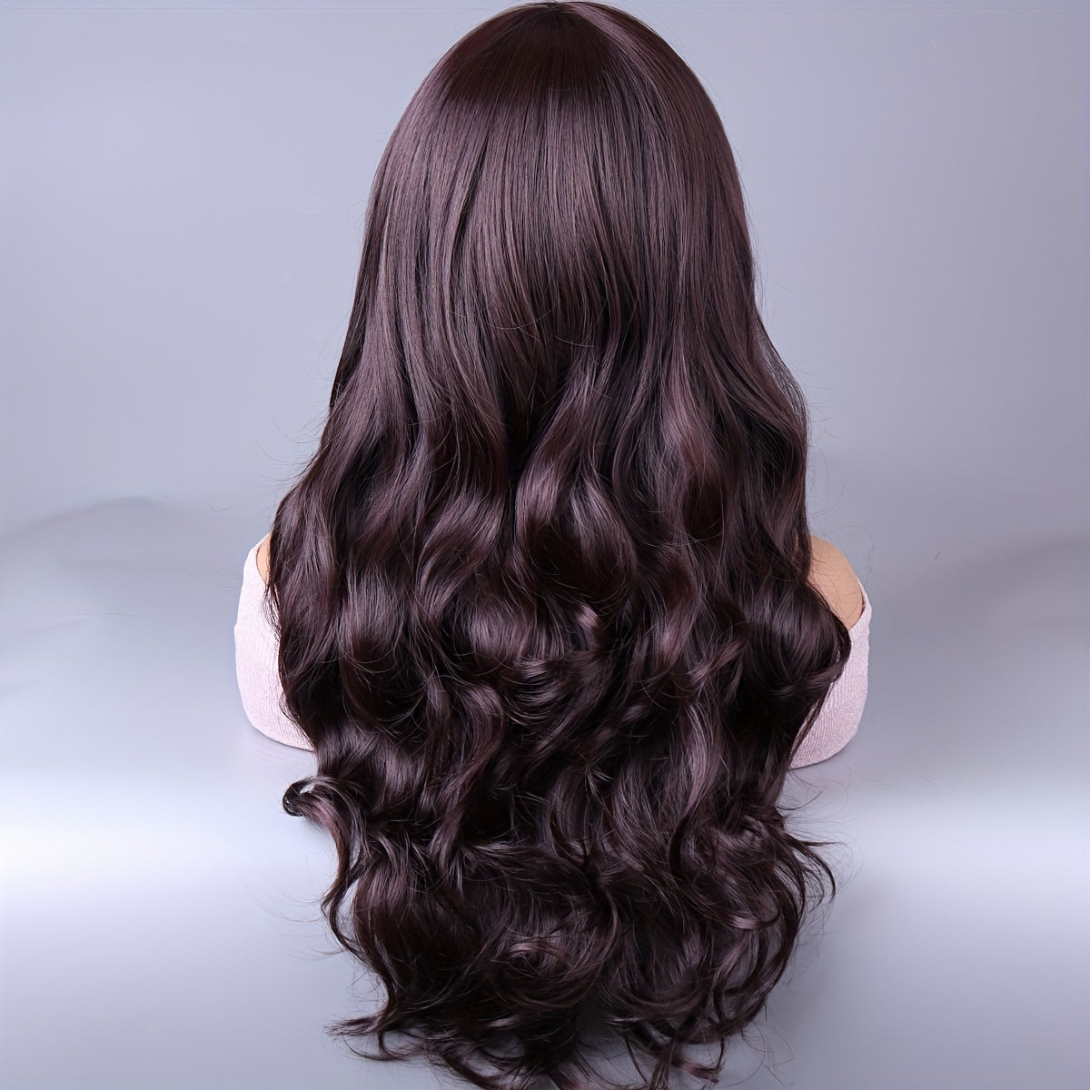 Long Reddish Brown Curly Wig With Bangs For Women Curly Wavy Wigs Synthetic Heat Resistant Fiber For Daily Party Cosplay Use