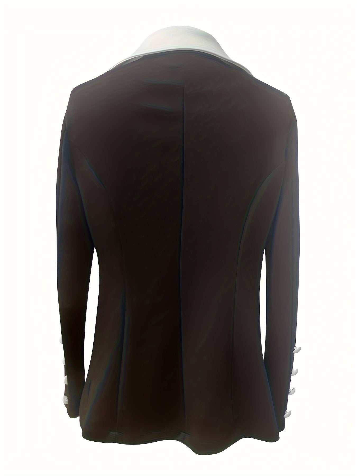 Color Block Double Breasted Blazer, Elegant Long Sleeve Notched Lapel Blazer.