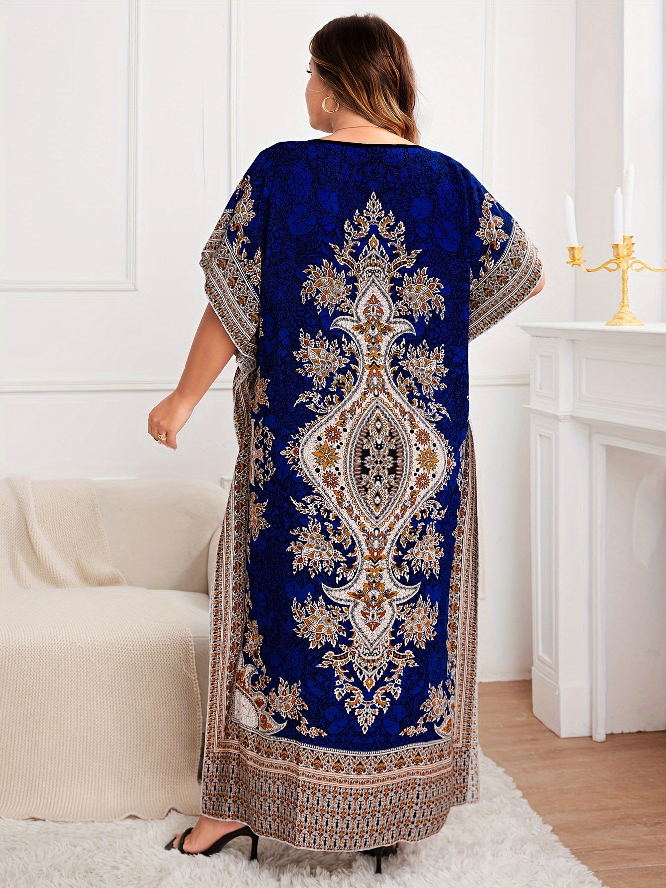 Plus Size, European and American Plus Size Women's Bohemian Vacation Dress ./MH