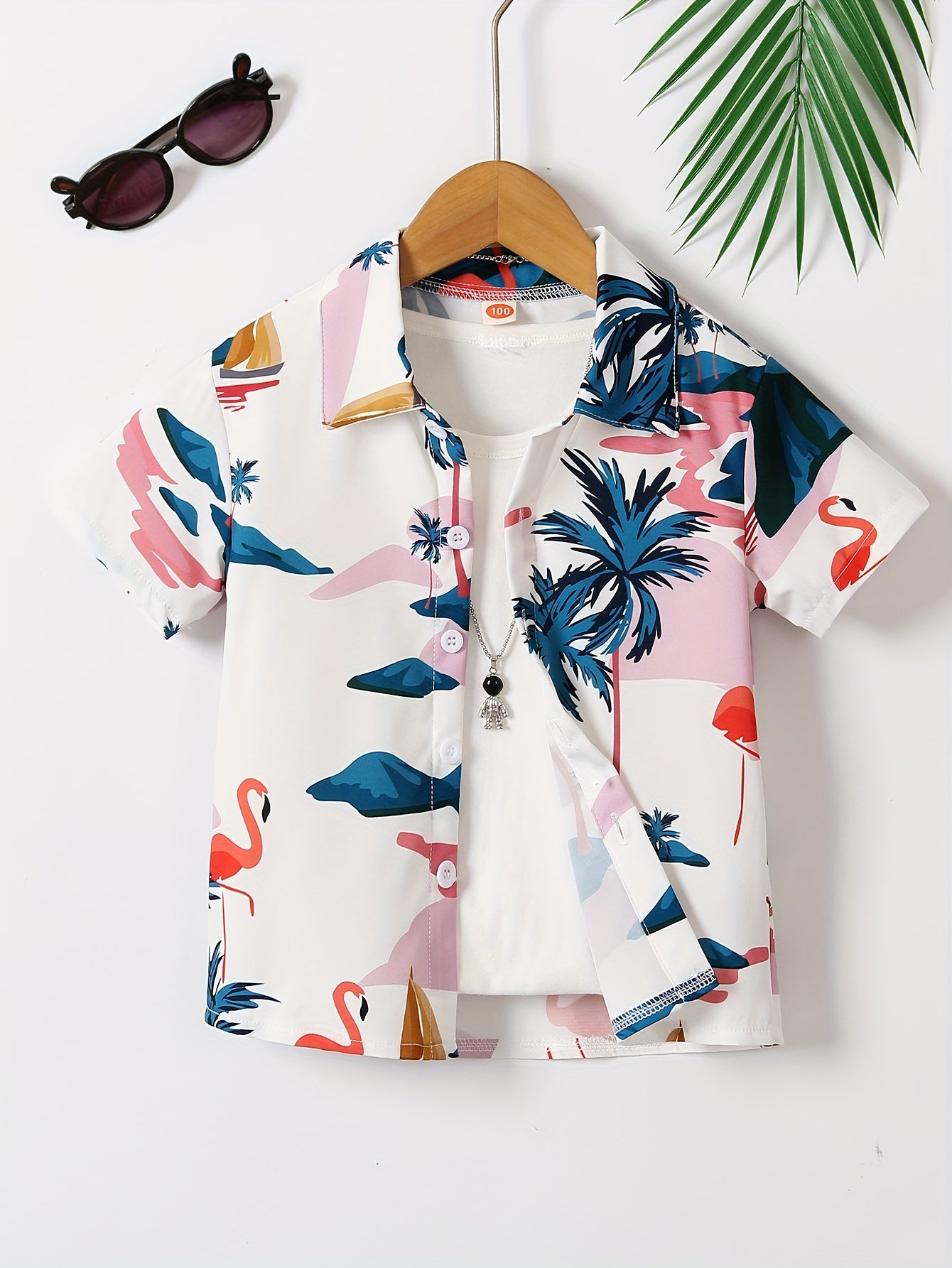 Boy's Hawaiian T-shirt Vacation Kids Round Neck .