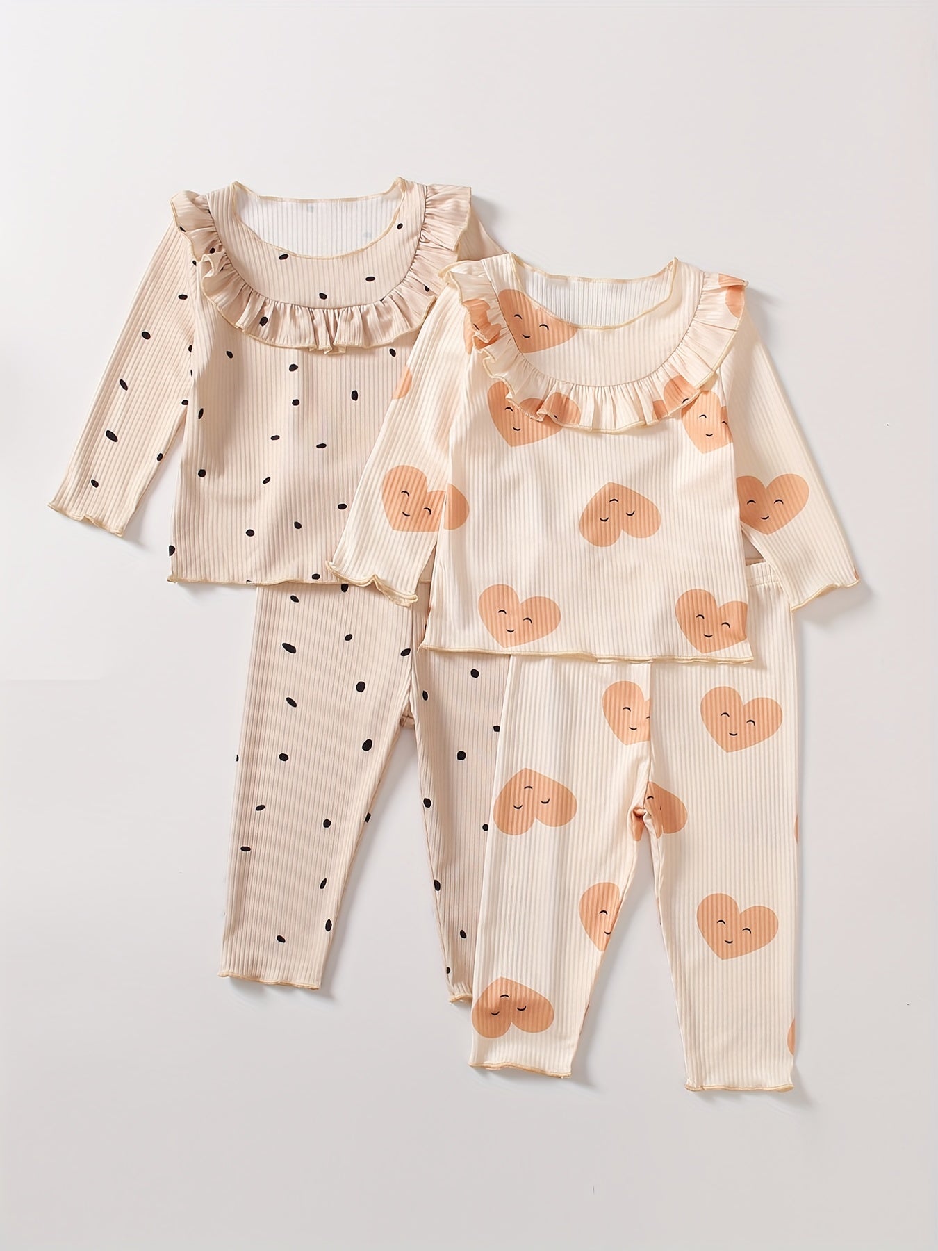 Two Sets Cute Graphic Outfits, Baby Girls .