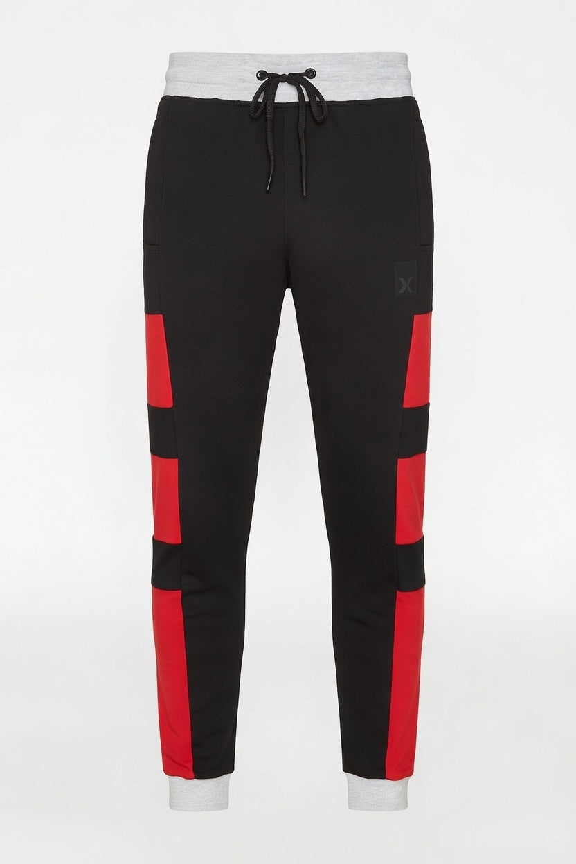 Men’s Black Trouser with Red Block Detailing. /MH