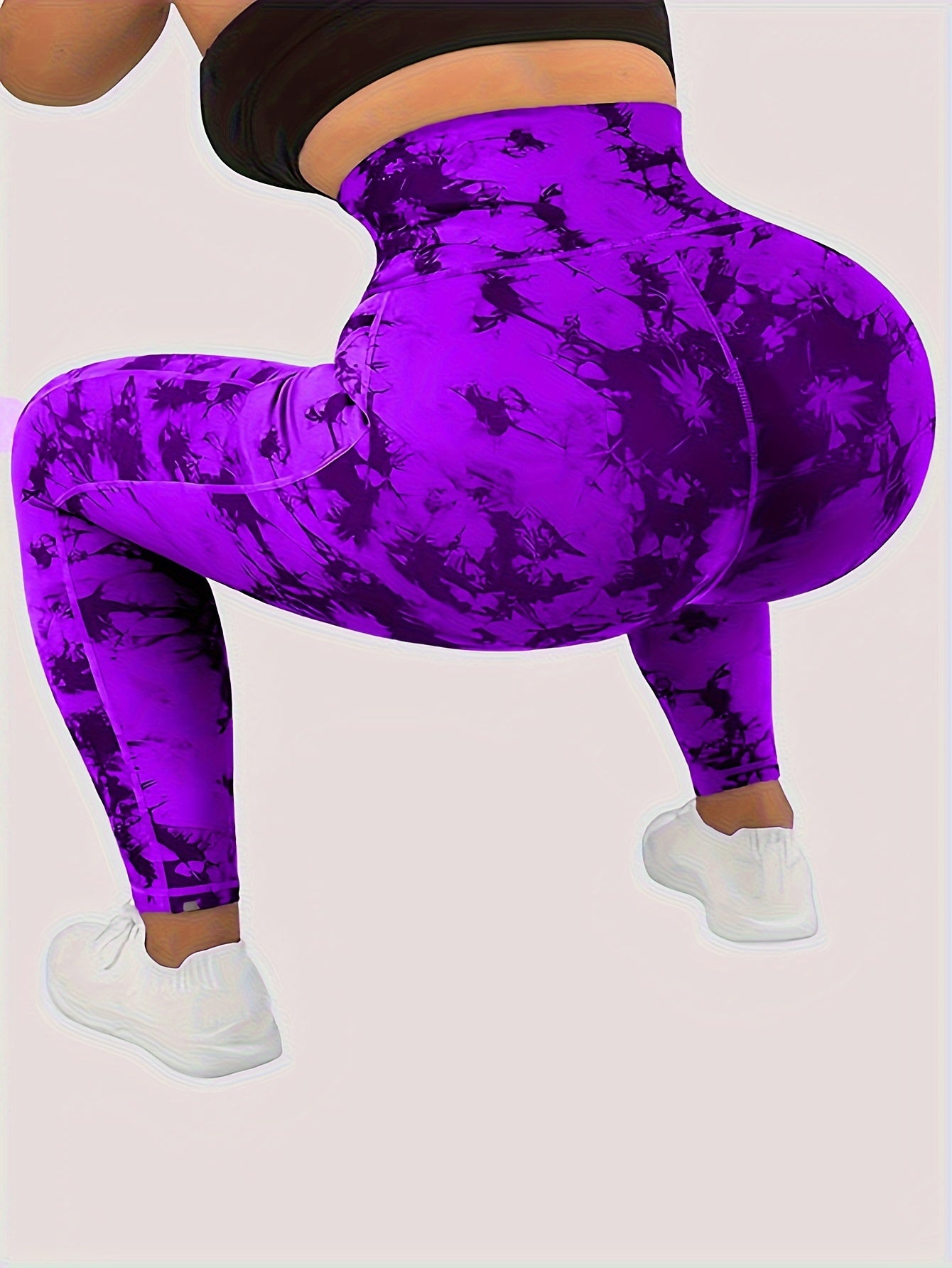 Women'S High-Waist Tie-Dye Yoga Leggings with Front Button Closure & Pockets .