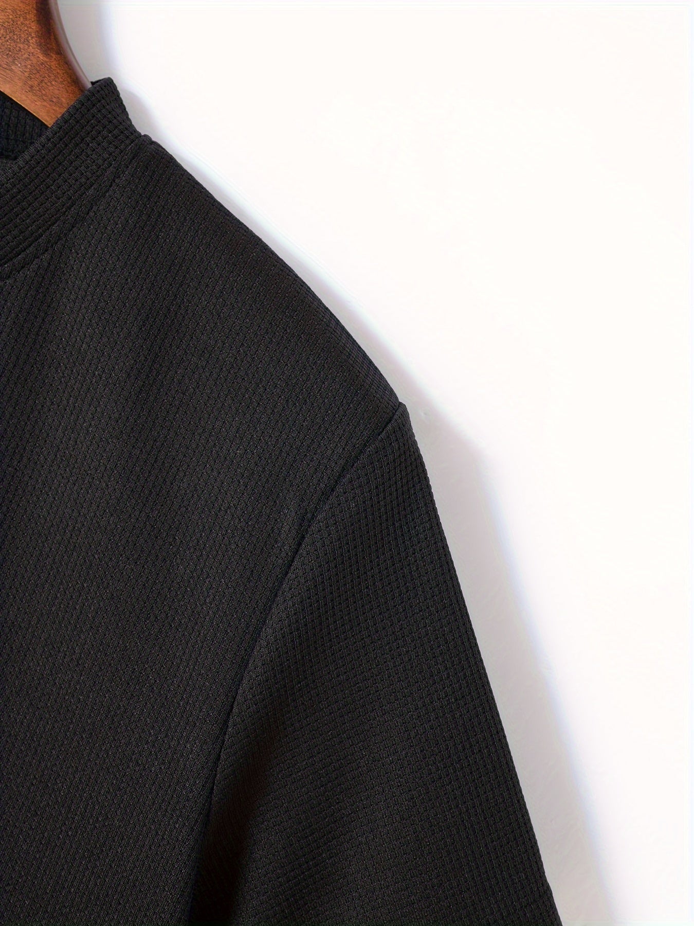 Men's Solid Waffle Stand Collar Short Sleeve Golf Shirts,