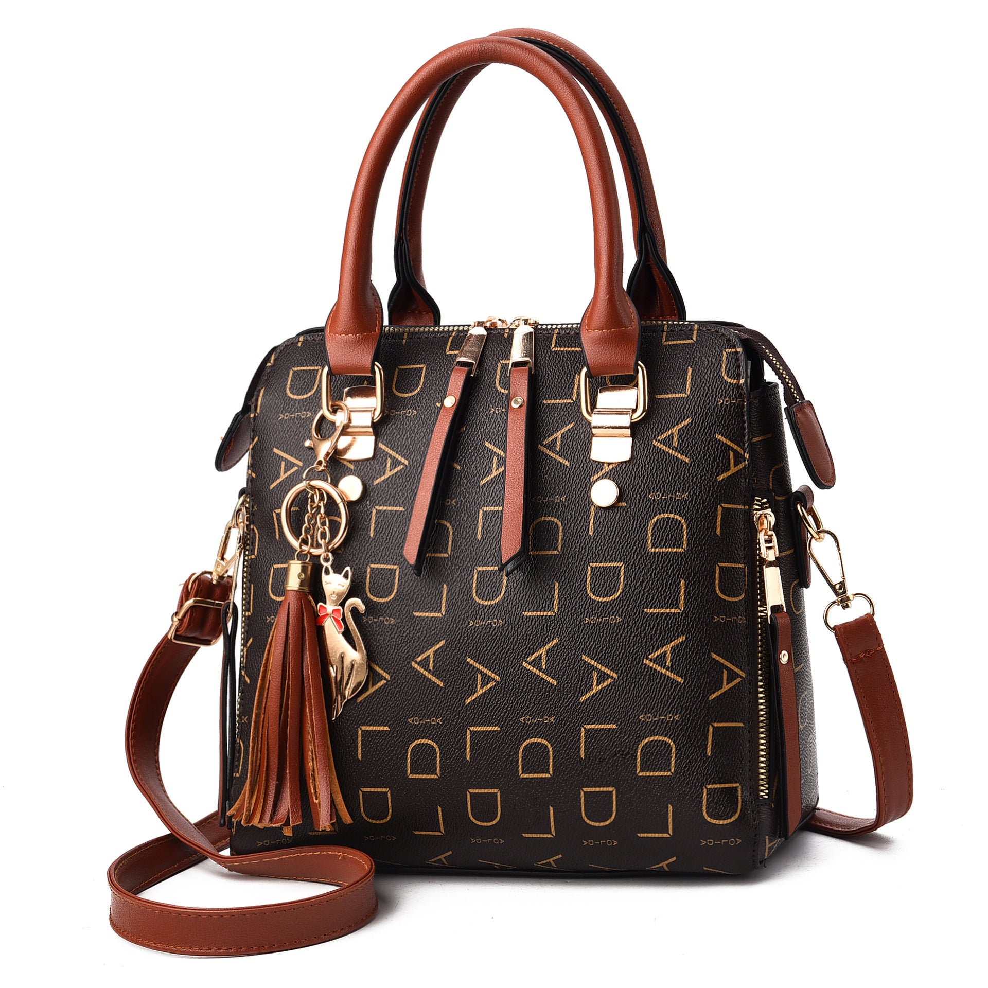 Letter Print Handbag, Tassel Decor Square Crossbody Bag,