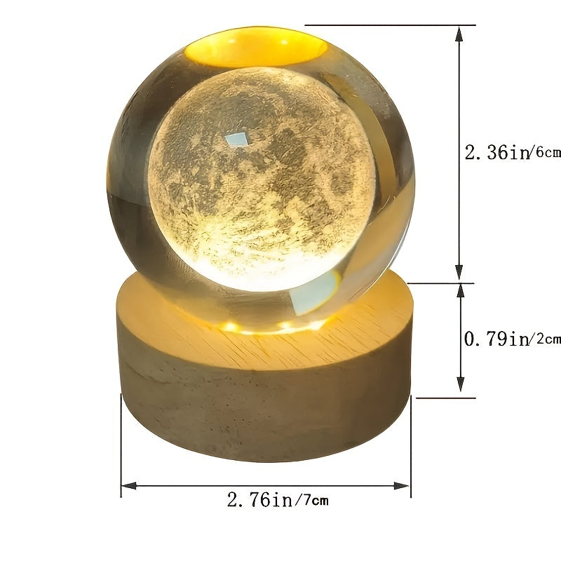 1pc 3D Crystal Ball Night Light with Yellow Warm Galaxy & Planet Pattern, Birthday Gift Idea