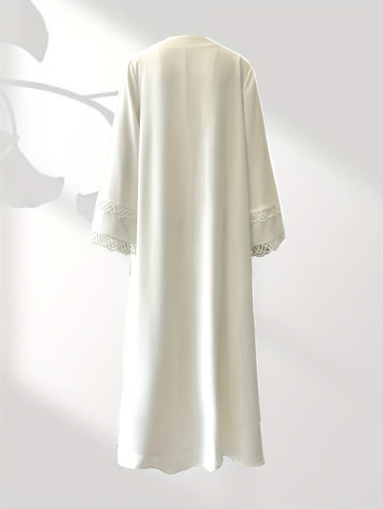 2pcs Set with Lace Trim Muslim Kaftan Plus Sleeveless Vest Skirt, / MH