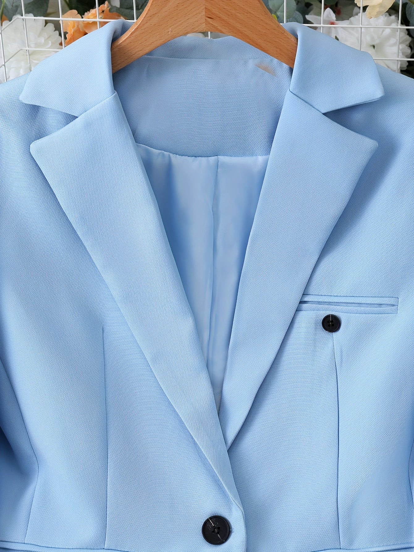 Solid Color Button Front Blazer, Elegant Lapel Long Sleeve Blazer.