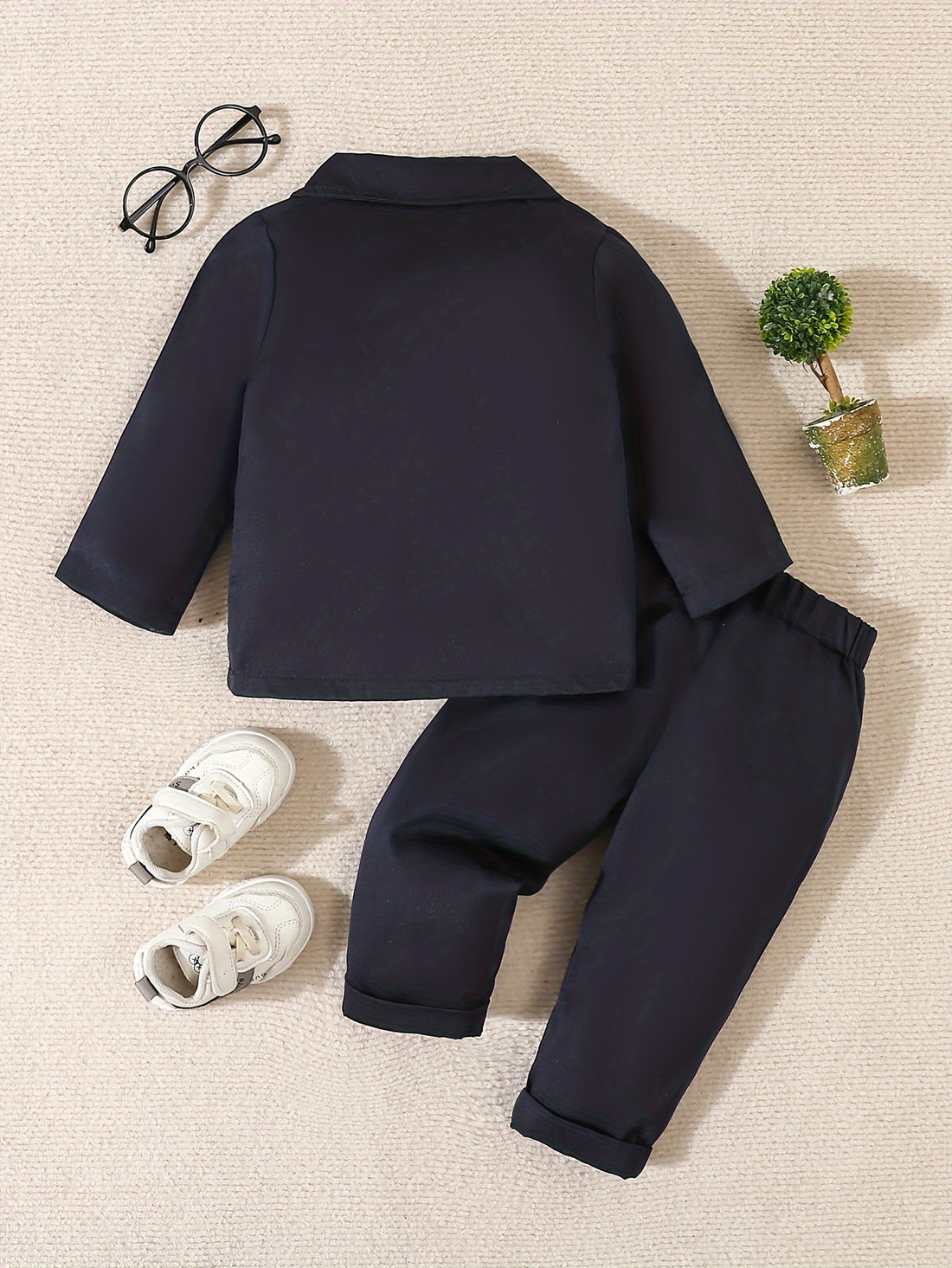 2Pcs Baby Boys Stylish Gentleman Suit, Long Sleeve Blazer.