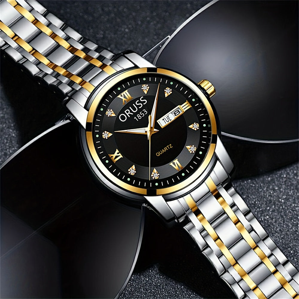 2pcs Luxury Couples Quartz Watch Business Leisure Fashion Analog Calendar Wrist Watch Valentines Gift For Men Women Date Watch