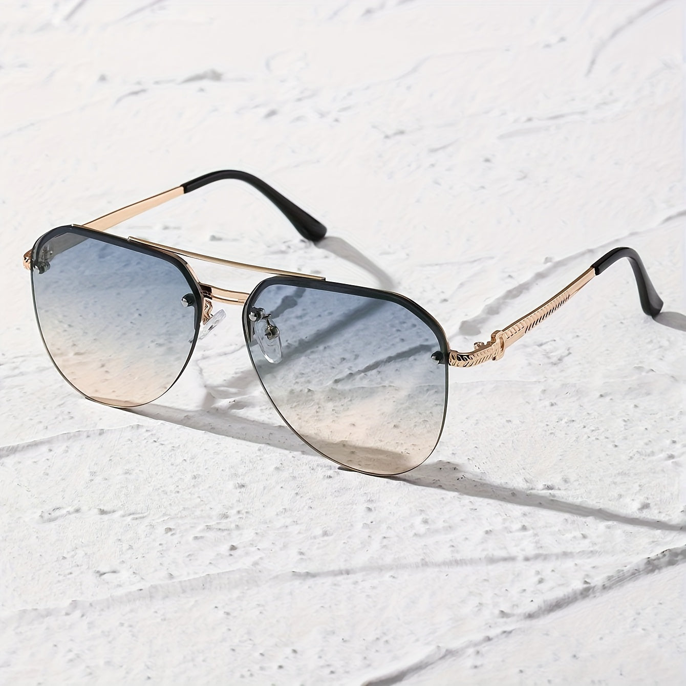 Fashion Glasses For Women Men Gradient Rimless Metal Shades .
