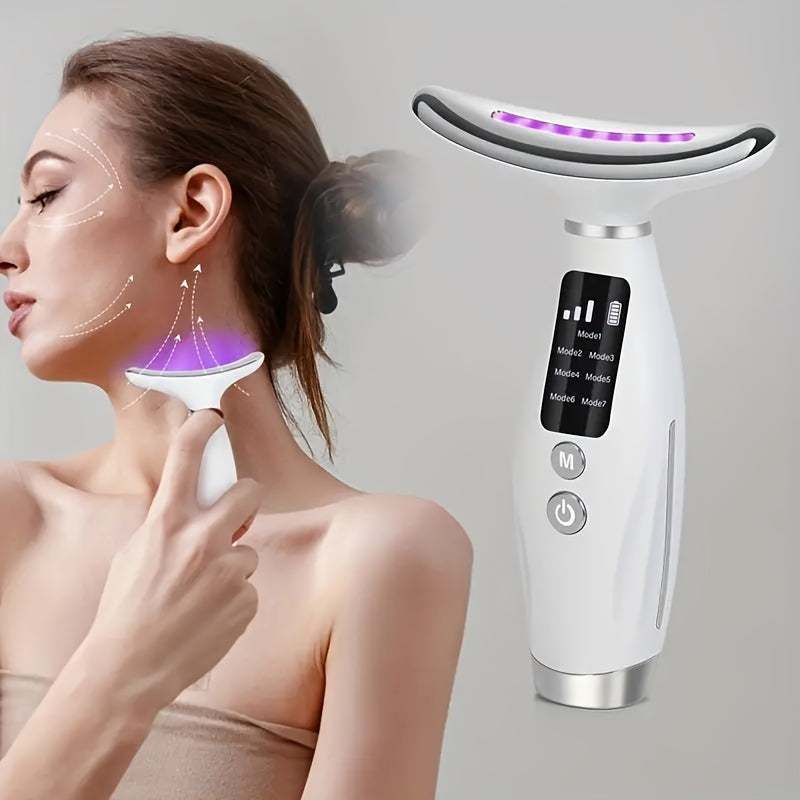 Facial And Neck Massager, 7 Modes, Rechargeable USB, Face Massage Care Tool, Perfect Gifts for Women Gift for Mom On Mother's Day