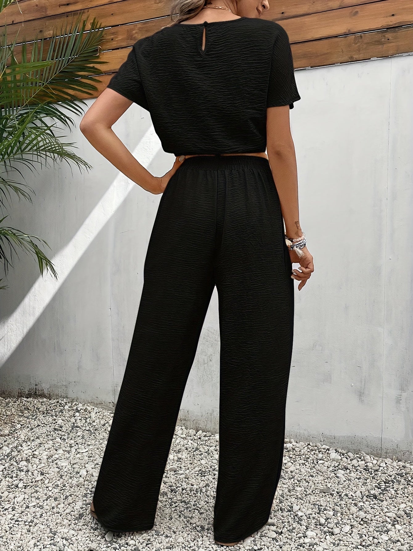 Solid Color Summer & Spring Casual Two-piece Set,