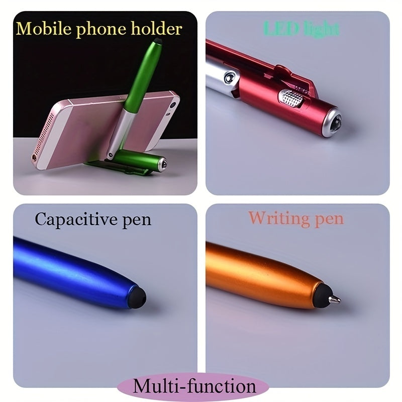1pc Multi-function 4-in-1 Foldable Ballpoint Pen Stylus (Flashlight + Support) For Tablet Cellphone Gift For Birthday/Easter/President's Day