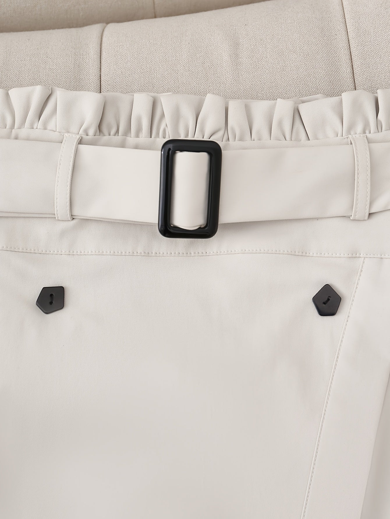 Elegant Women'S Trench Coat Skirt Suit with Belt,