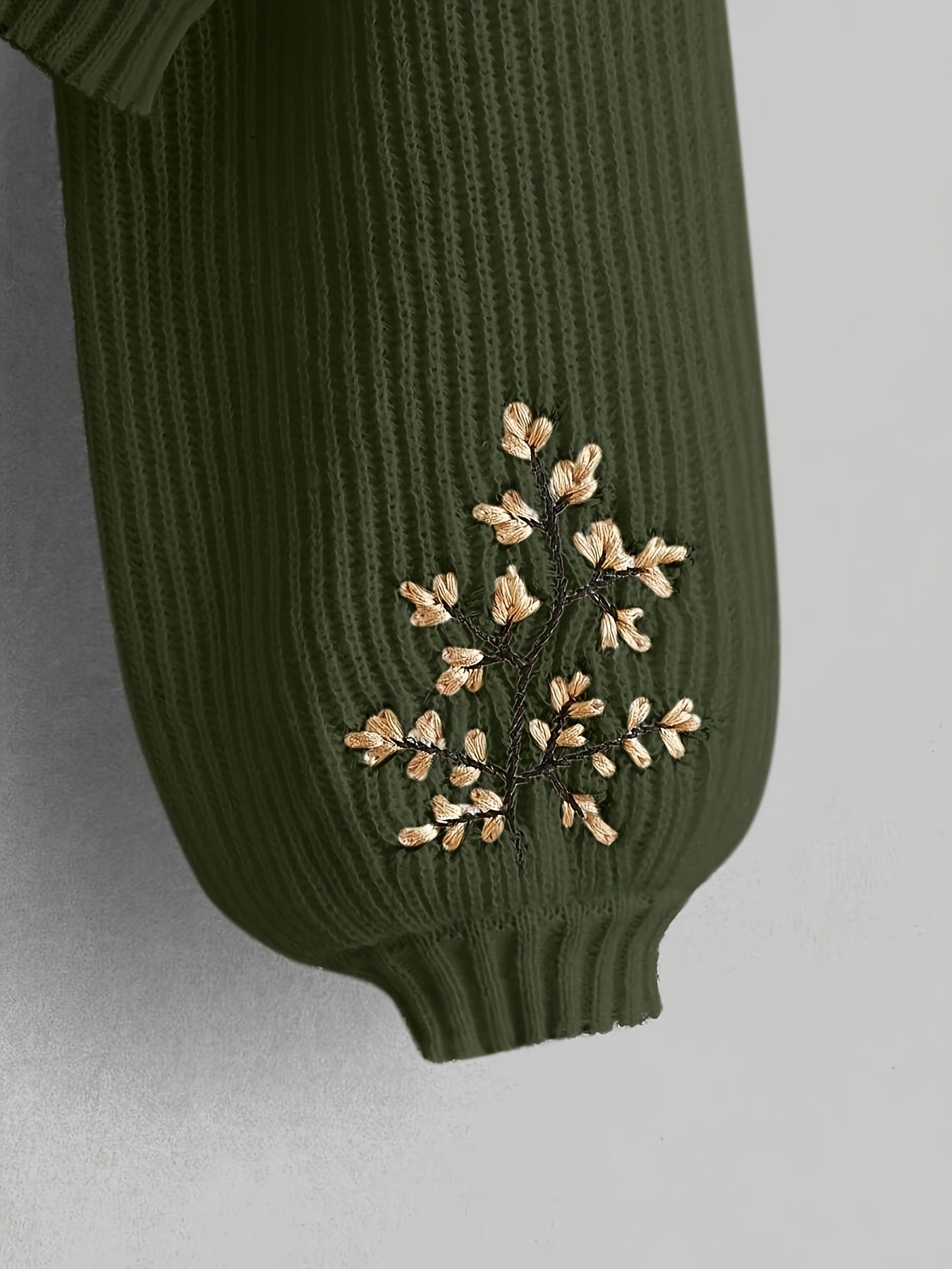Women's Embroidered Bee and Floral Lantern Sleeve Sweater.