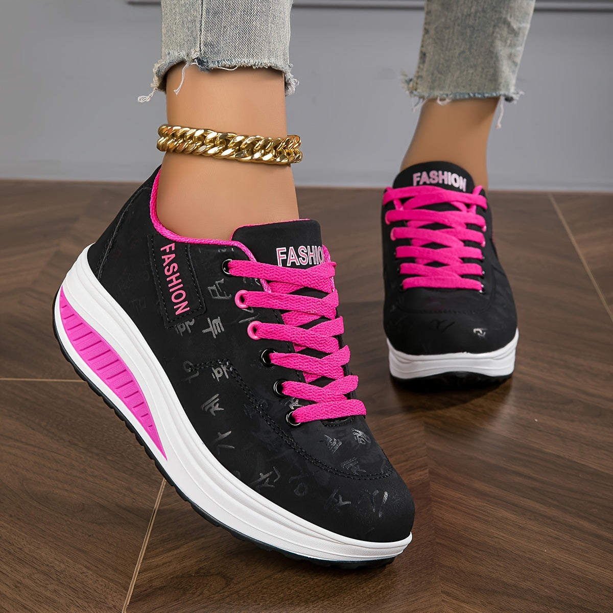 Women's Platform Sneakers, Casual Lace Up Outdoor Shoes, /MH
