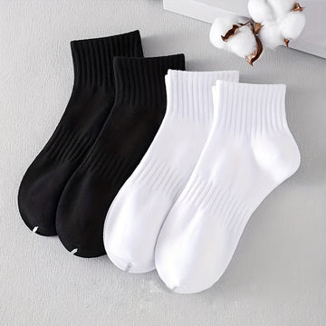 5pcs Ankle Socks in Black, White, and Gray -/MS
