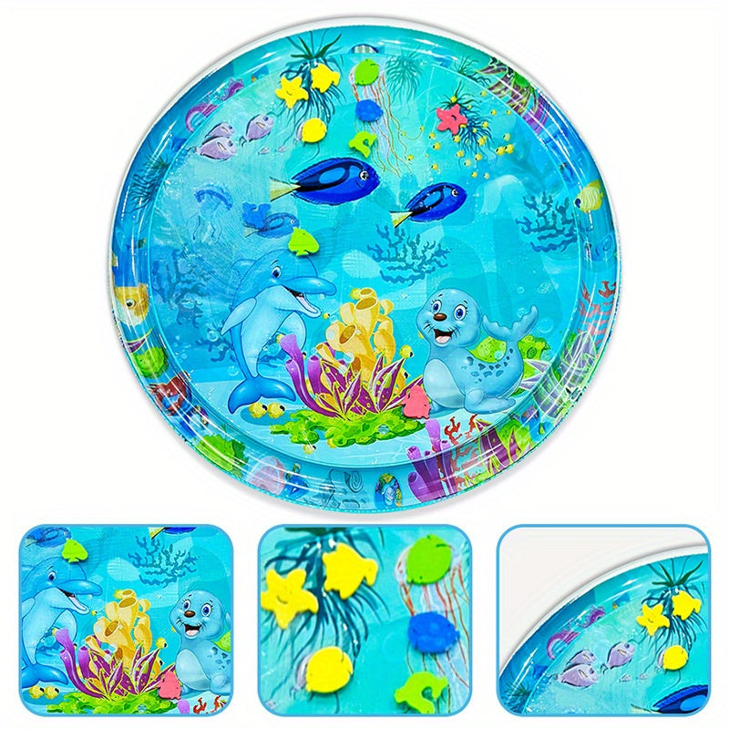 1pc 100cm/39.4in Ocean Themed Patty Water Mat, Crawling Mat, Game Pad, Tummy Time Water Play Mat, Halloween Gift Christmas, Halloween, Thanksgiving Day Gift