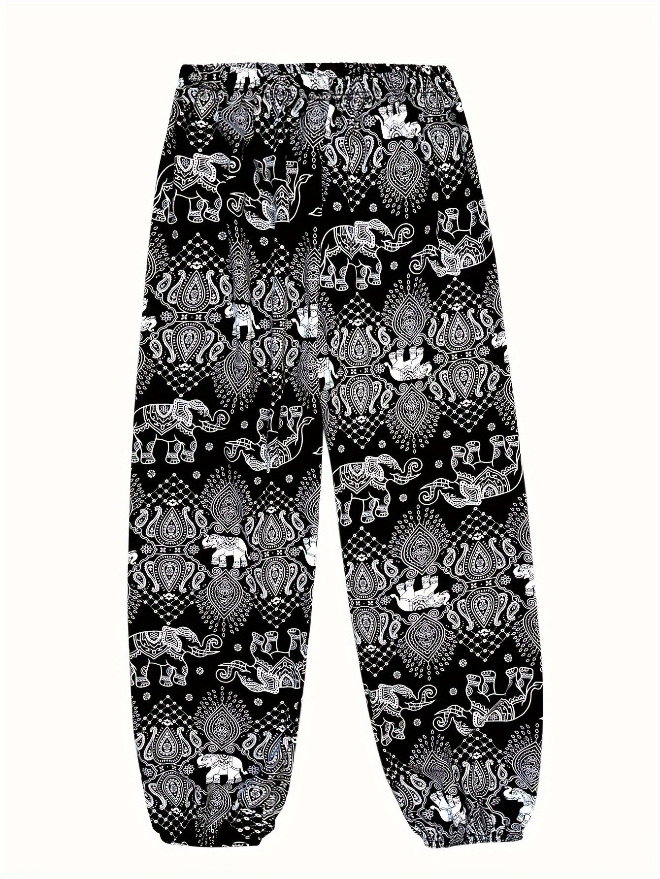 Women's Loose Fit Wide Leg Flare Pants with Print, Comfortable.
