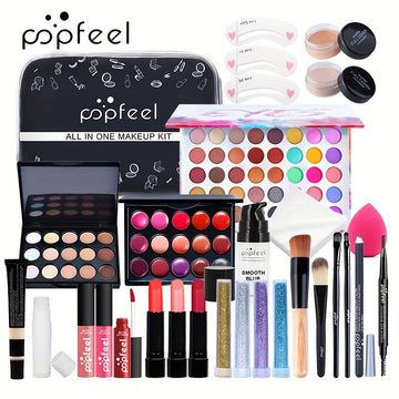 POPFEEL All-in-One Makeup Kit - Comprehensive Cosmetics Set for Mothers' Day, Includes Eyeshadows, Blush, Lipsticks, Brushes & More, Perfect Gift for Beauty Enthusiasts, Beauty Gift Set|Versatile Makeup Palette|Diverse Color