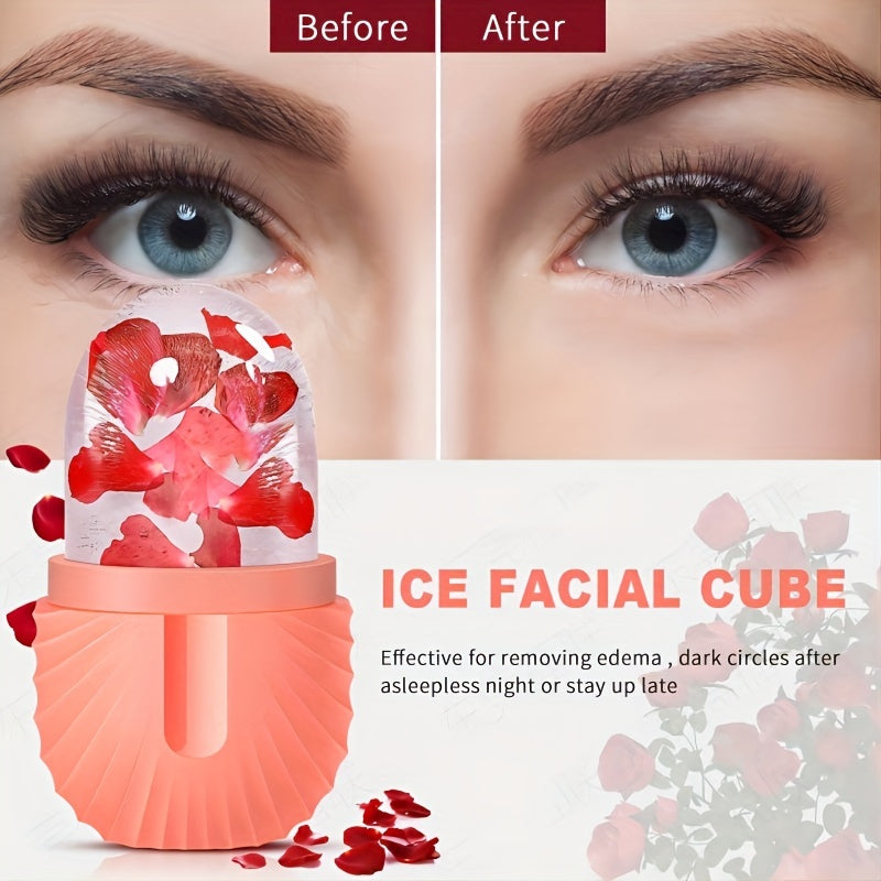 Reusable Ice Face Roller for Puffiness Relief & Light Beige Glow – Silicone Facial Massager Cube with Leakproof Design, Enhances Circulation, Tightens Pores, and Brightens Complexion, Perfect Gift for Skincare Routines, Fac