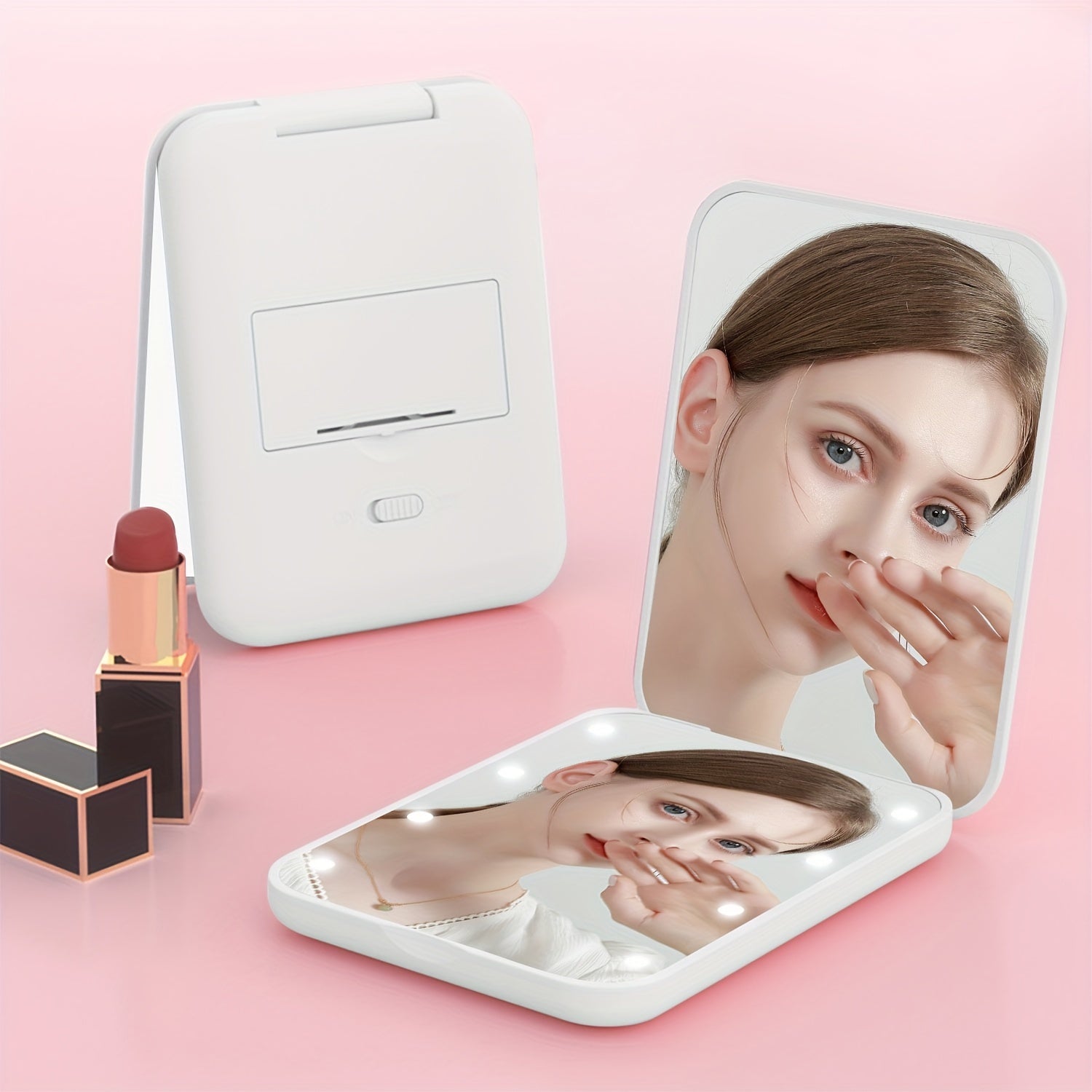 LED Pocket Makeup Mirror, 1X/3X Magnified LED Mini Compact