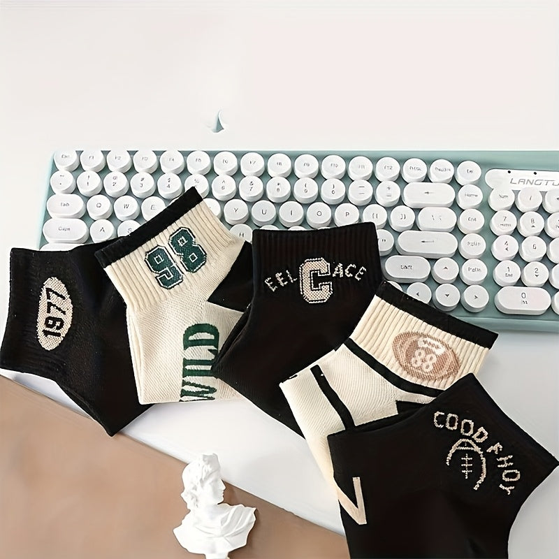 1/5 Pair Men'S Fashion Low-Top Socks, /MH