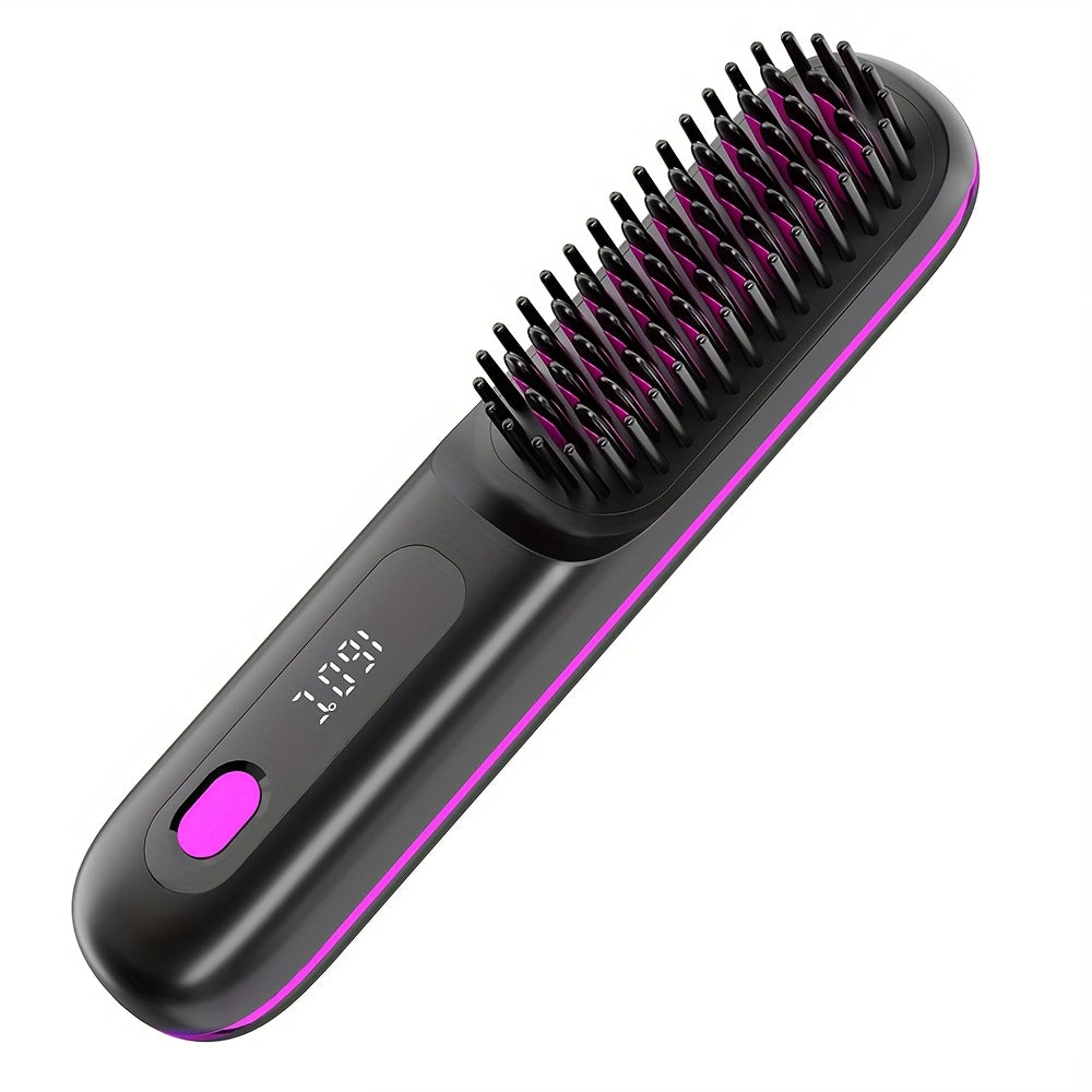 Wireless Hair Straightener Brush - / Fast Heating, Constant Temperature Anti-Scald, LED Display, Lightweight Portable Design for Home & Travel, Ideal Gift for Women, Hair Straightener, Sleek Gadget, Userfriendly Interface