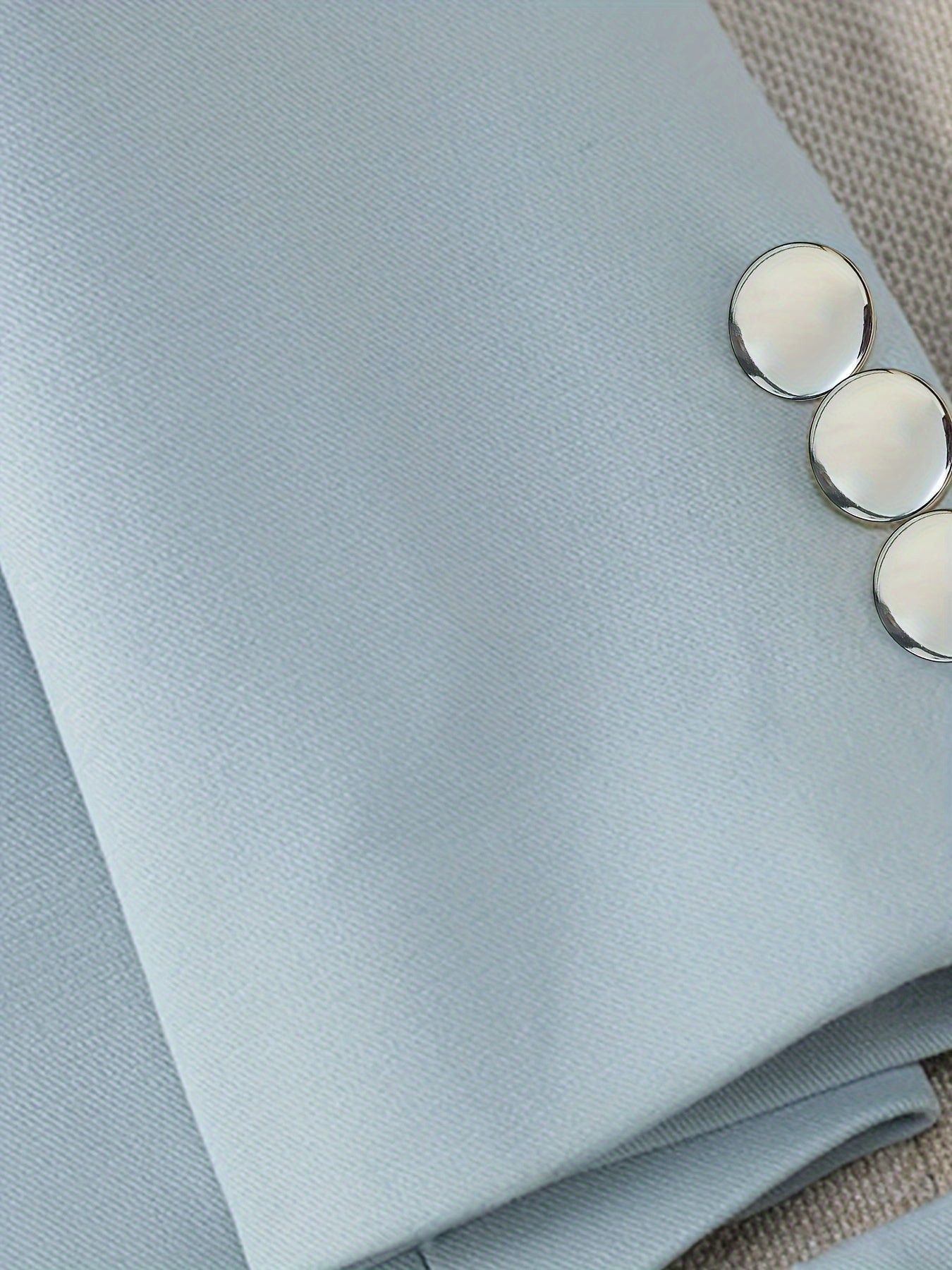 Elegant Solid Two Piece Set, Double-Breasted Label Neck Blazer.