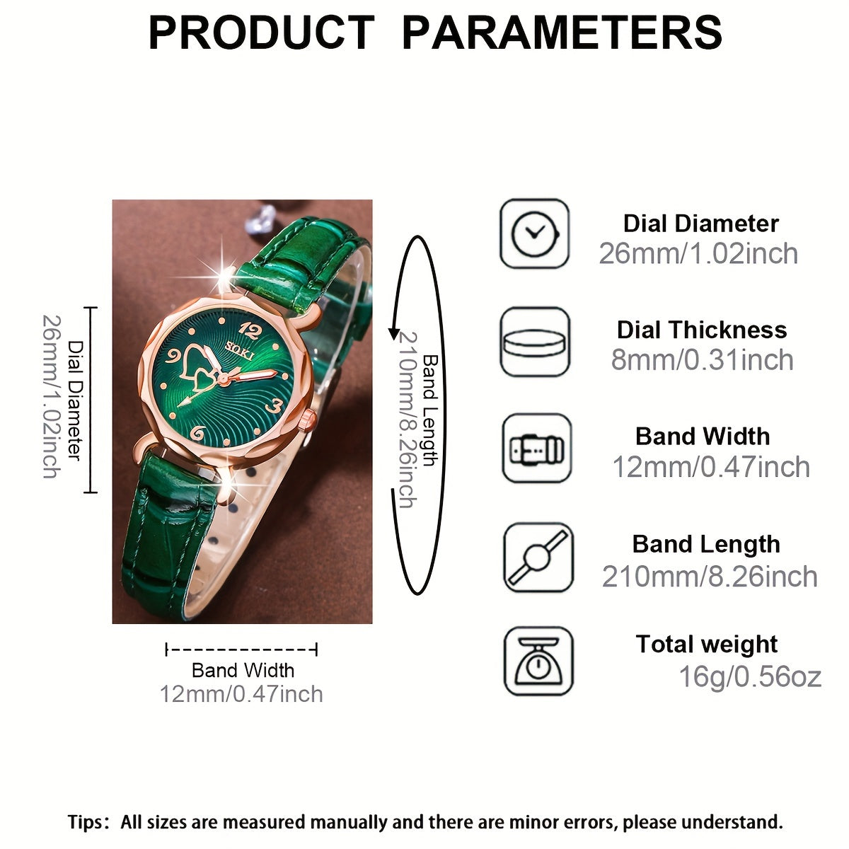 Ladies Watch1pcs Ladies Watch Fashion Casual Peach Heart Dial Quartz Watch and 5pcs Peach Heart Pendant Set Watch for Women, for Spring
