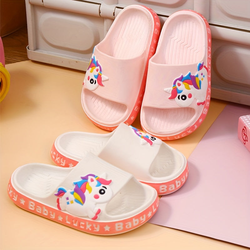 PEYOUR Kids' Cute Fashion Minimalist Cartoon Unicorn PVC Slippers