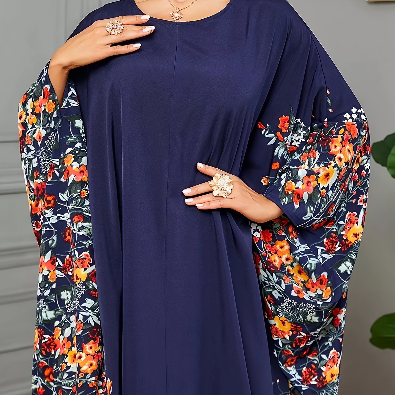 [Elegant | Floral Print] Long Sleeveless Elegant Floral Print Abaya ./MH