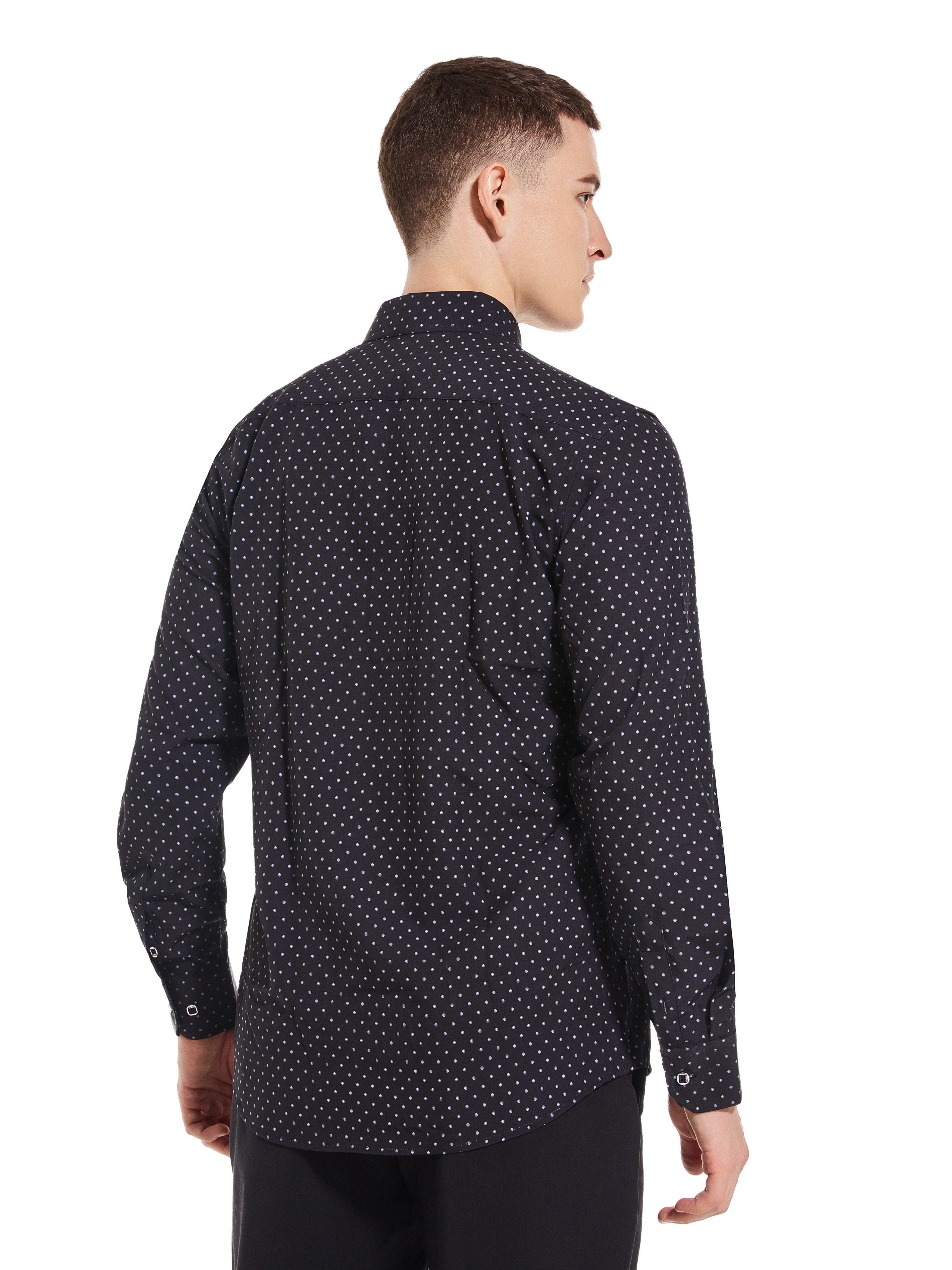 Men's Little Flowers Pattern Allover Print Lapel Collar Design Dress Shirts,