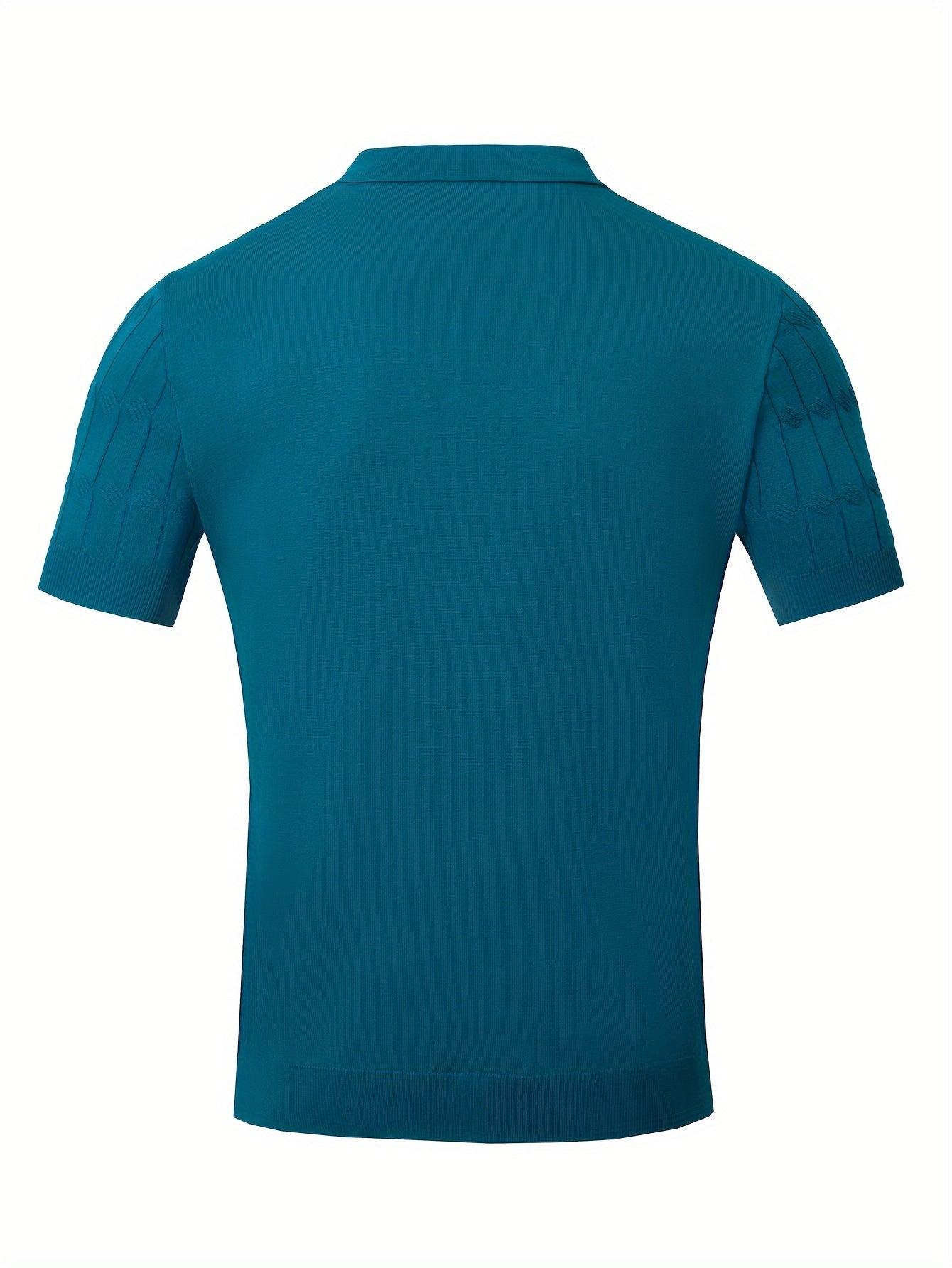 Chic Knit Shirt, Men's Casual Lapel Mid Stretch V-Neck Pullover Sweater