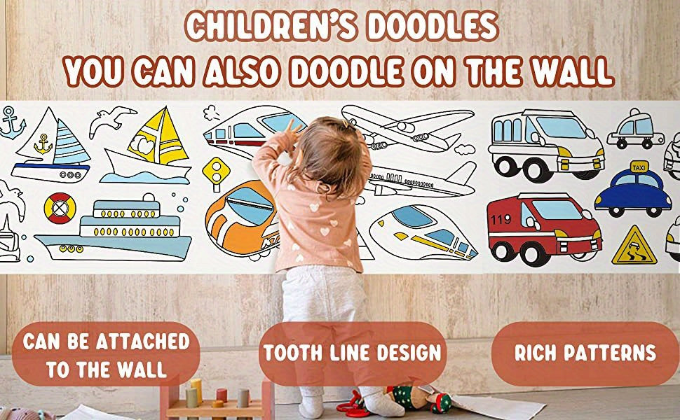 Doodle Painting Roll, Painting Paper Roll DIY Painting Painting Color Filling, Develop Imagination Painting Tools (Without Pen, Uncolored Painting Roll) Halloween/Christmas Gift Easter Gift