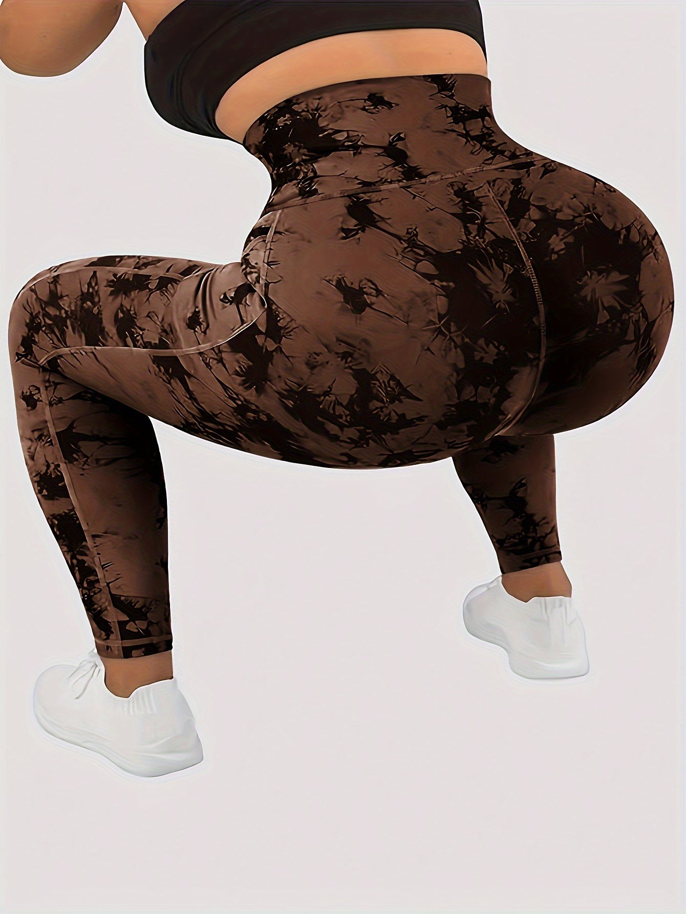 Women'S High-Waist Tie-Dye Yoga Leggings with Front Button Closure & Pockets .
