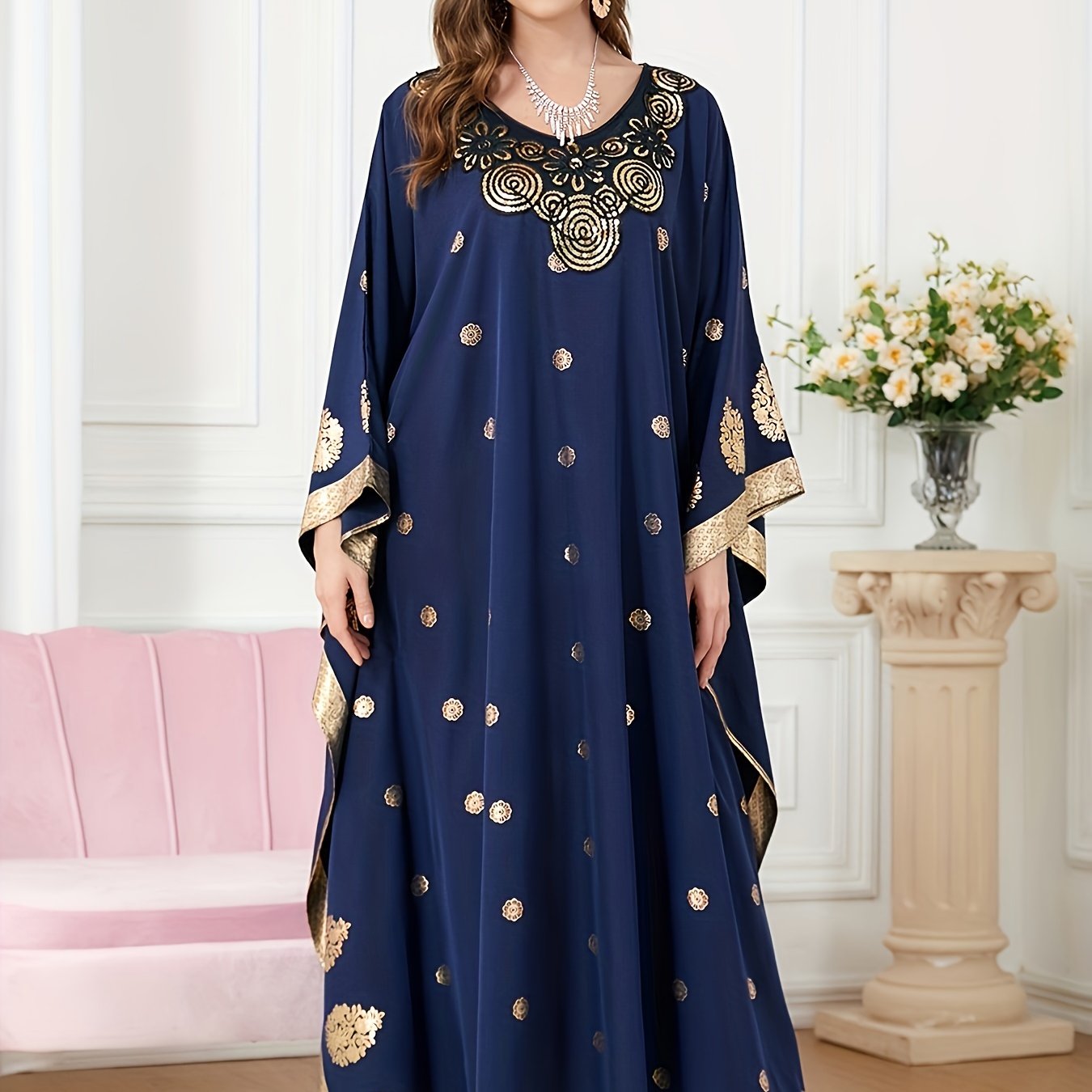 Middle Eastern Elegance Women's Floral Print Abaya./MH